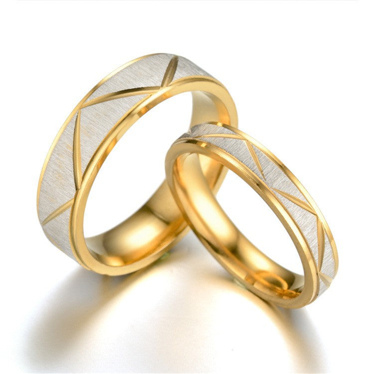 Wholesale Titanium steel diamond triangle couple ring